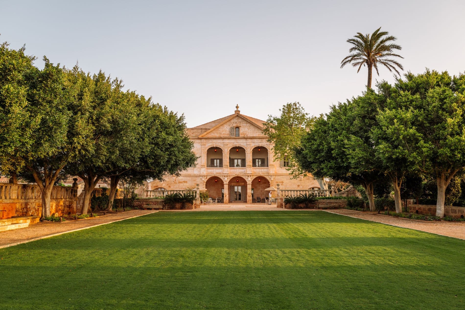 Historic luxury villa with manicured lawn